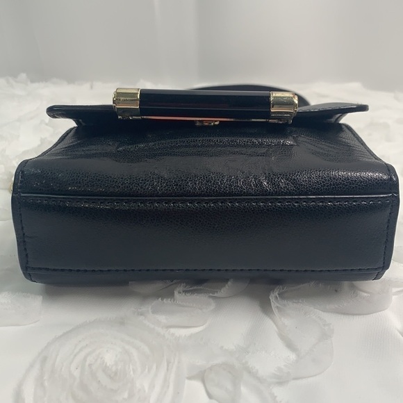 Diane Von Furstenberg 440 Black Leather Micro Mini Exotic Print Bag Chain Strap - Picture 6 of 16